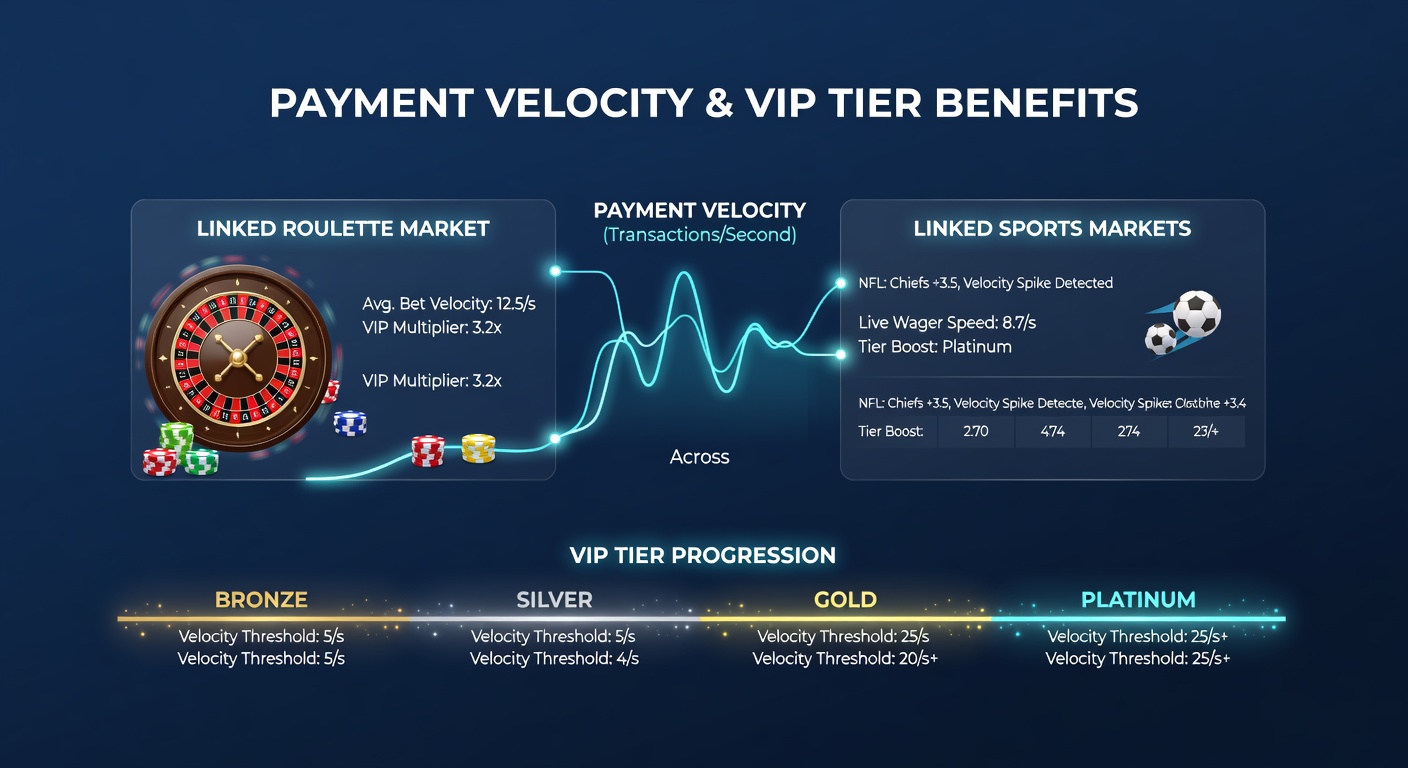Grafiek die de relatie tussen betalingssnelheid en VIP-tier progressie in roulette en sport markten weergeeft